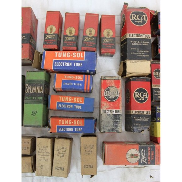 33 Pc VTG 40's 50's Radio Electron Tube Lot TV Vacuum Light RCA Zenith Fall Out - Picture 3 of 8